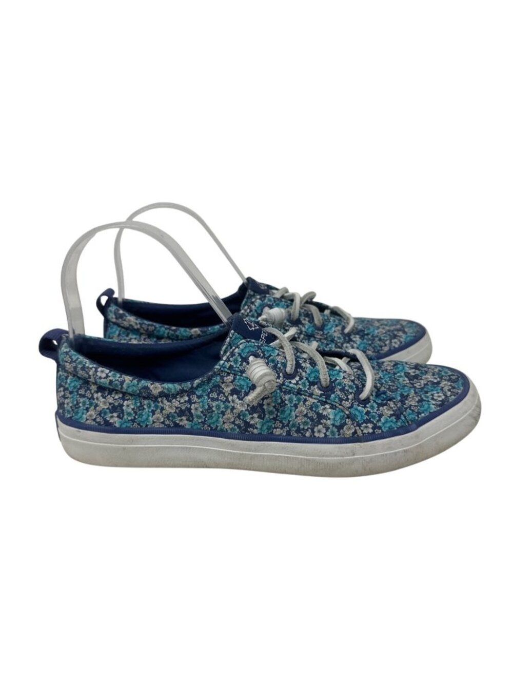 Sperry Crest Vibe Women's Floral Blue Canvas Lace-Up Sneakers Size 8.5